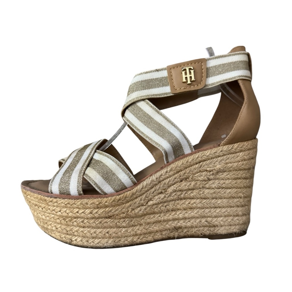Tommy Hilfiger Women's Striped Wedge Espadrille Wedges sz 8